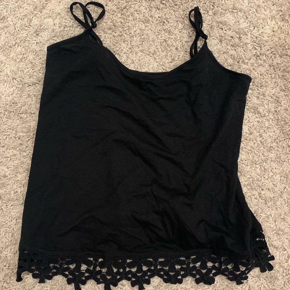 Black tank size small with frilly on bottom